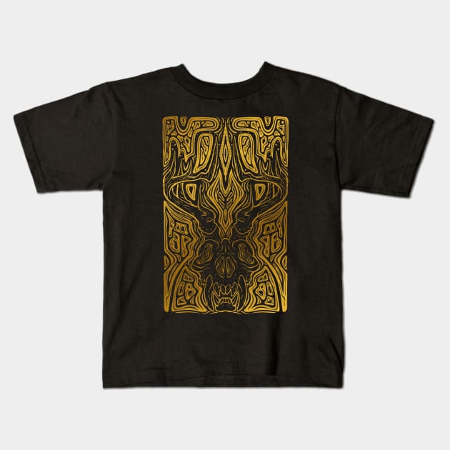 Elk Bones in Gold Kids T-Shirt by BelleDraco